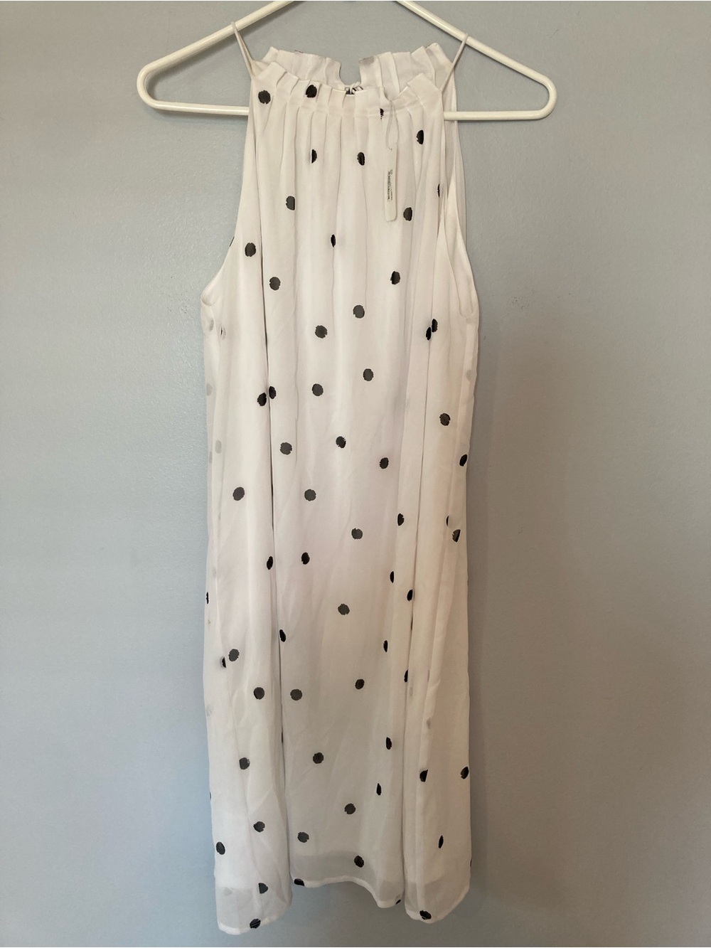 Polka Dot High-Neck Sleeveless Dress - White/Black sz XL
